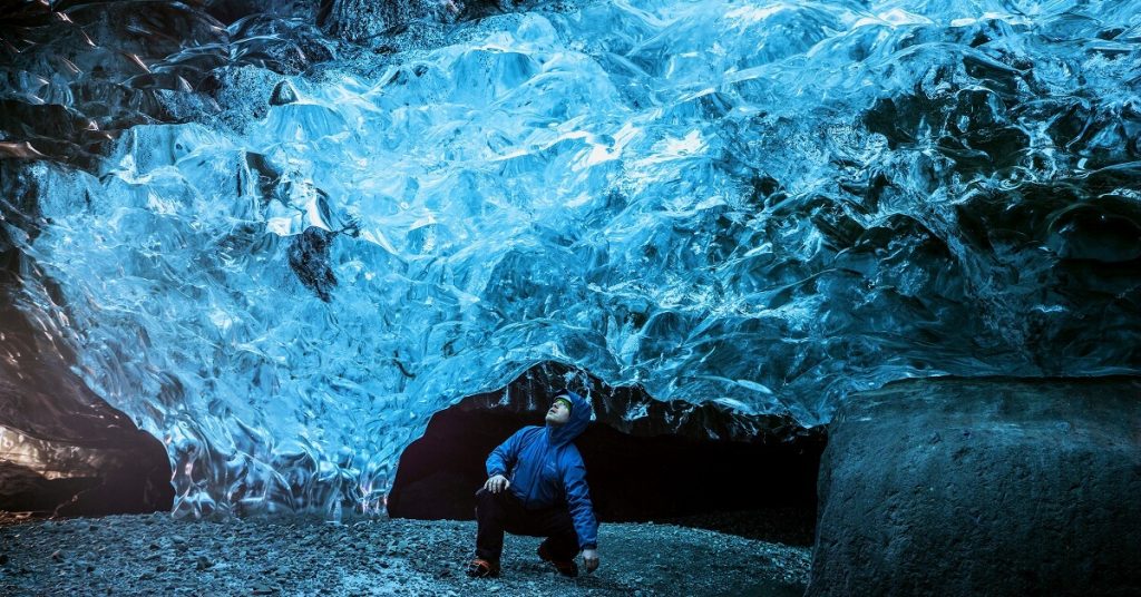 blue ice cave adventure
