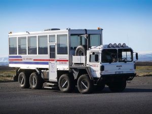 A modified glacier super truck in Iceland