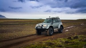 Nissan Patrol Jeep on the road in Iceland