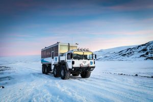 A modified glacier super truck in Iceland