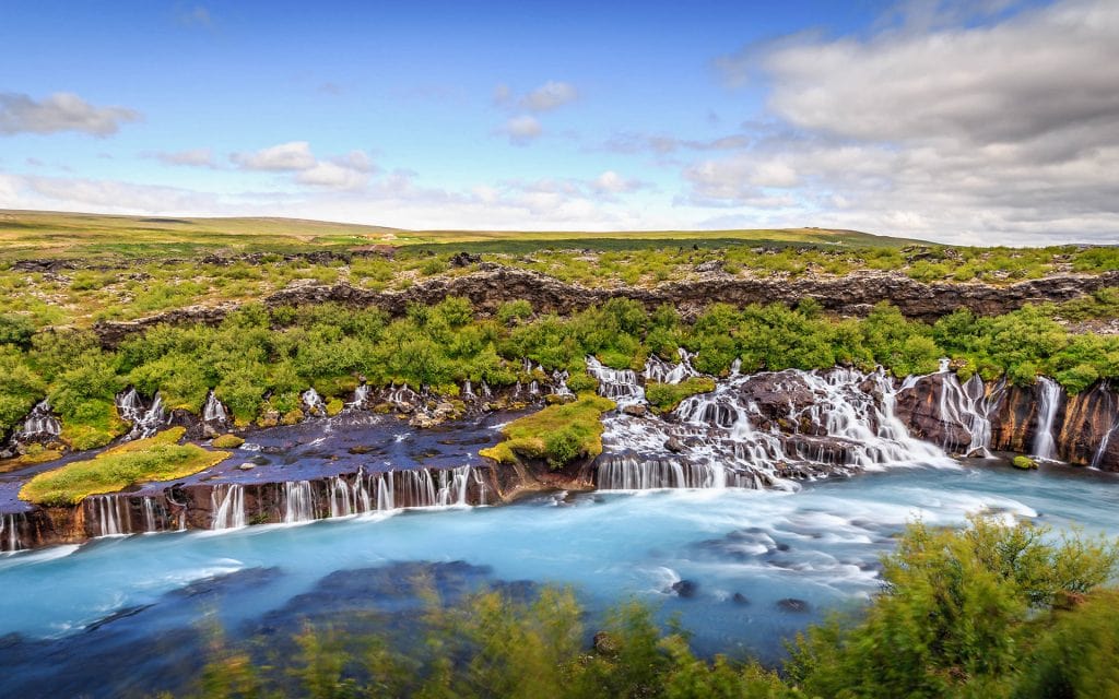 Visiting Hraunfossar waterfall - Silver Circle Super Jeep tour