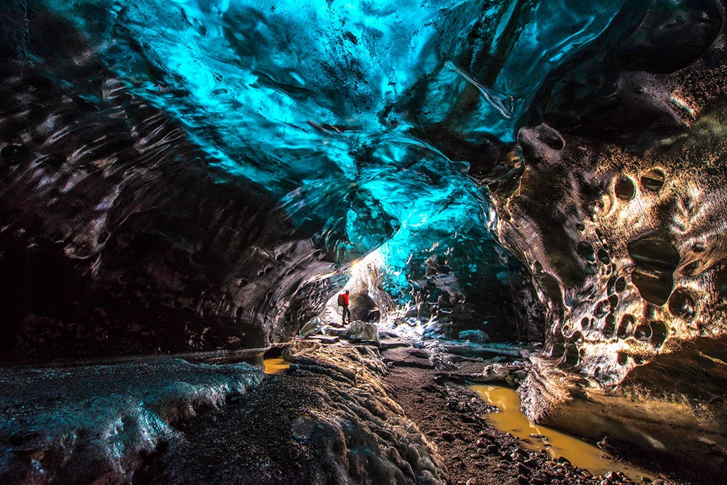 Visiting a natural ice cave in Iceland