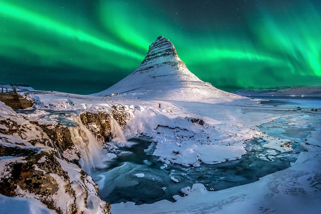 The Northern Lights over Kirkjufell mountain on the Snaefelssnes peninsula