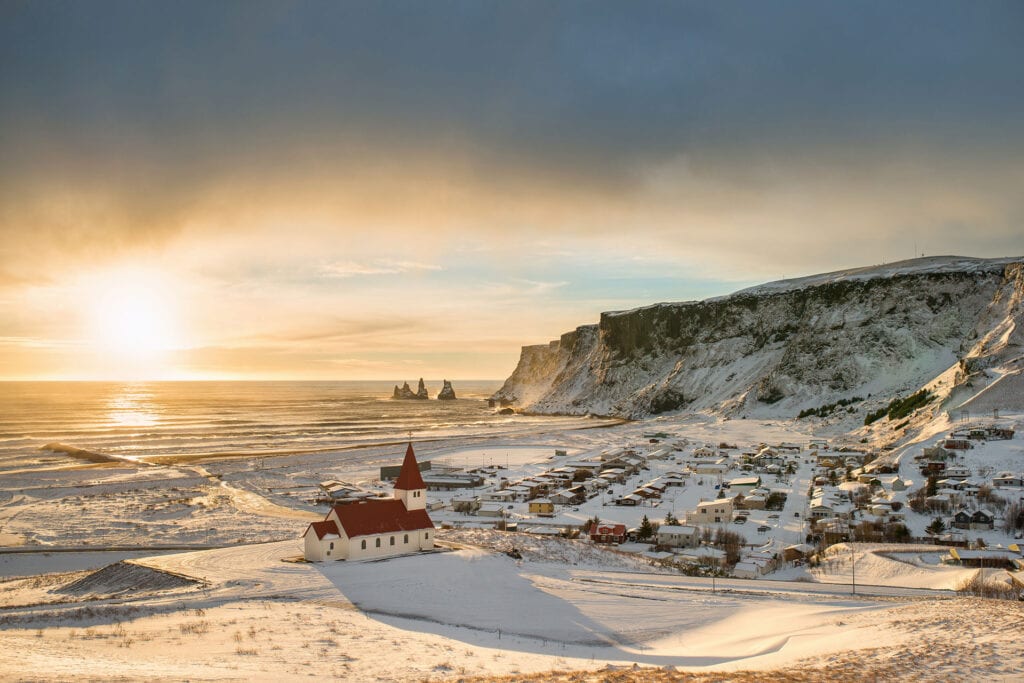 Winter lanscape of Vík - Iceland in December