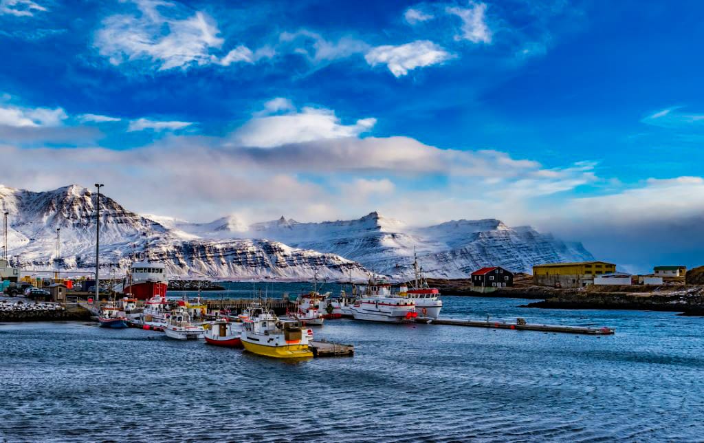 The bay in Djupivogur Easz Iceland in winter