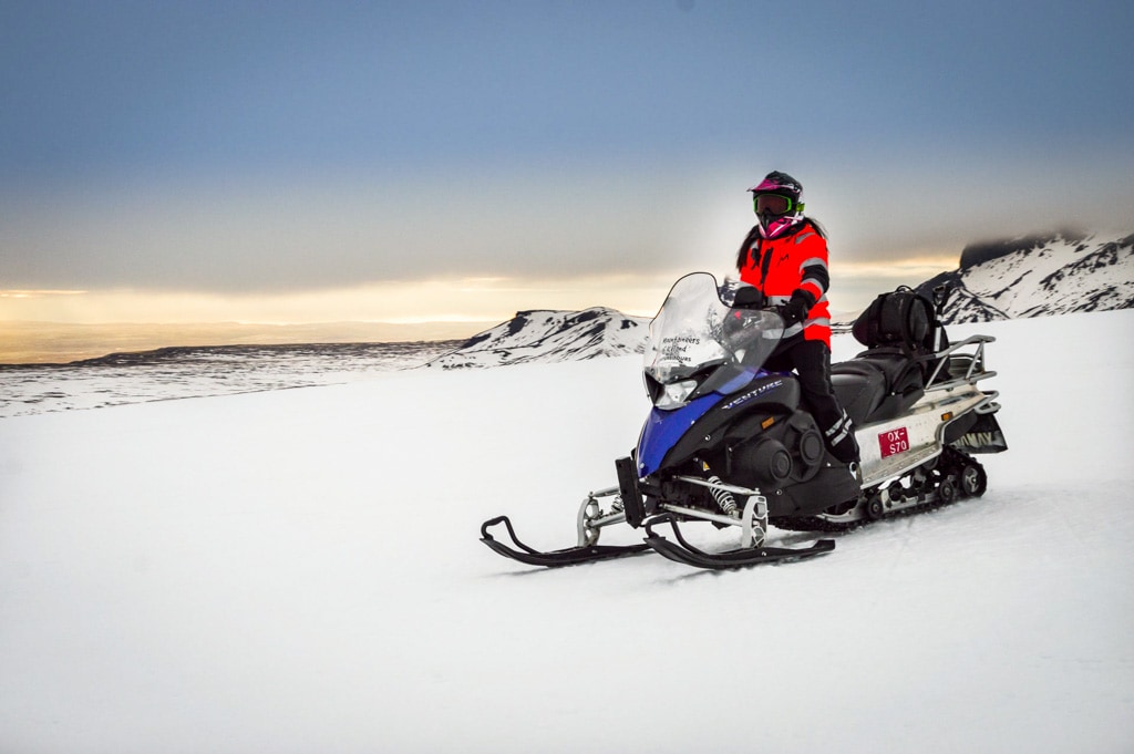 glacier snowmobiling in Iceland