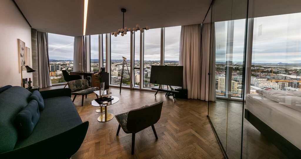 Dining area with modern decor