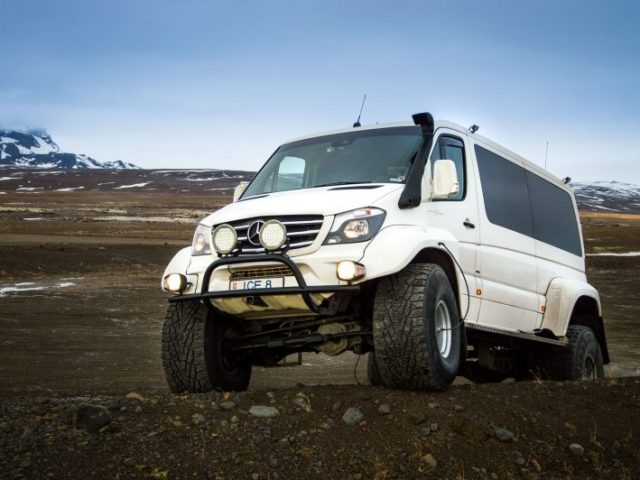 Mercedes Super Jeep near Langjokull glacier