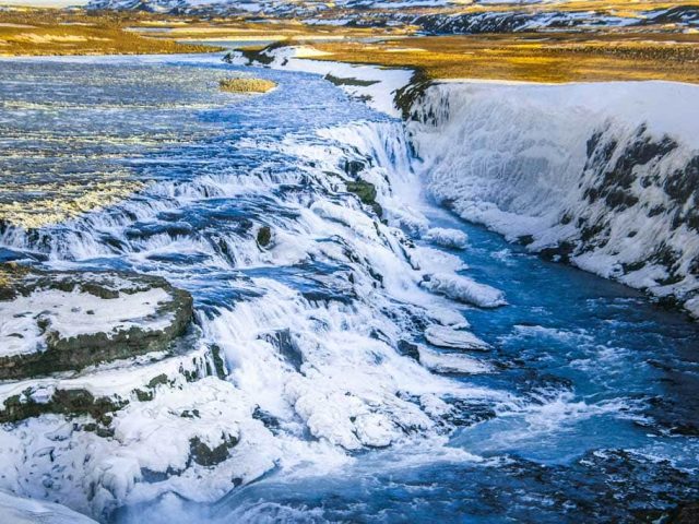 frozen Gullfoss waterfall