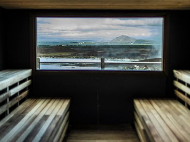 View from the steam bath at Myvatn Nature Baths North Iceland