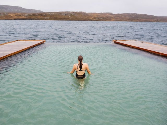 Infinity pools at Vök Baths East Iceland