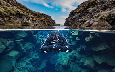 Diving between two continental plates in Silfra fissure
