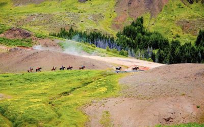 Horse riding at the hot springs in Iceland