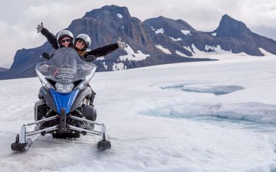Snowmobiling on the glacier in iceland