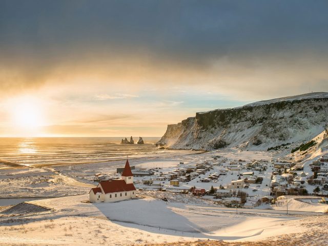 Winter lanscape of Vík - Iceland in December