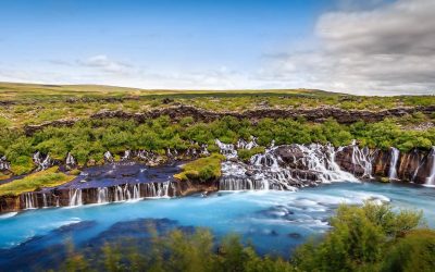 Visiting Hraunfossar waterfall on a Private Silver Circle tour
